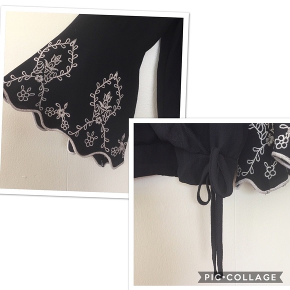 Blu Pepper Wrapped Front embroidered top Size L - Picture 4 of 8